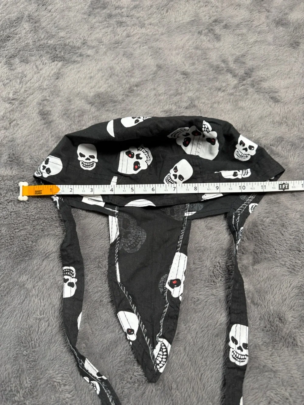 Skull Print Doo Rag Bandana Cotton Black White Red